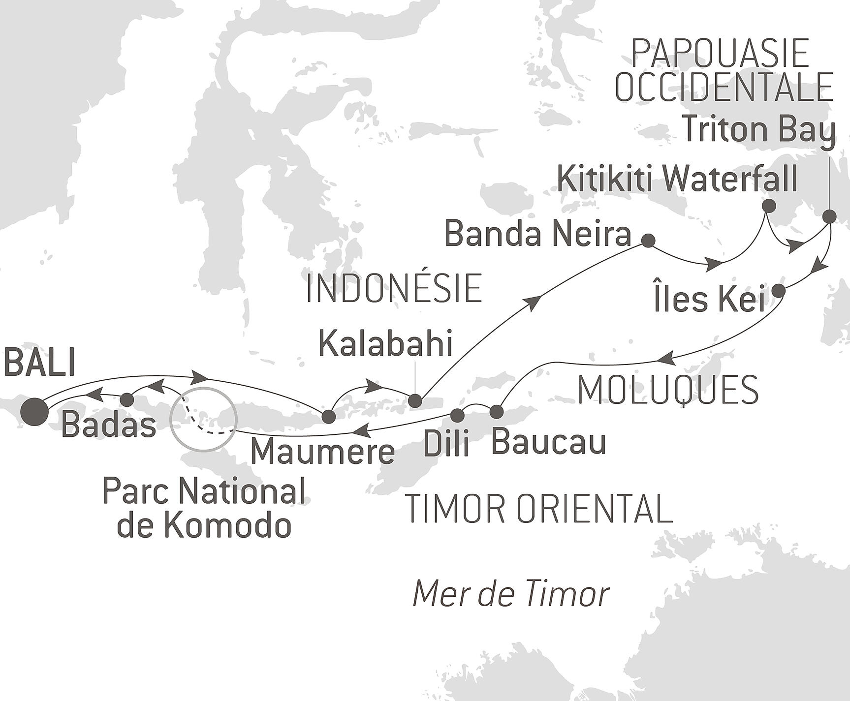 Island treasures of Indonesia and East Timor Itinerary Map