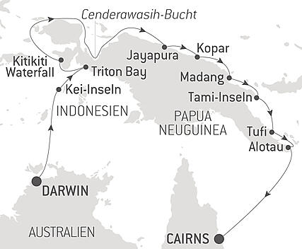 Reiseroute - Abenteuer in Neuguinea