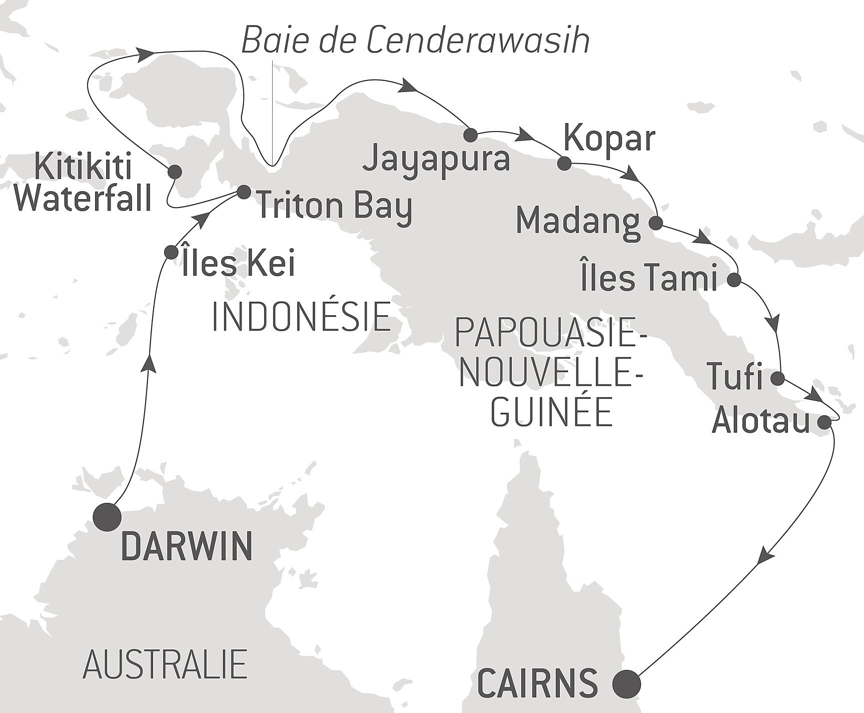 New Guinea Odyssey Itinerary Map