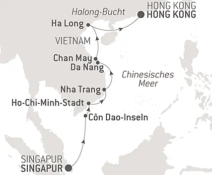 Reiseroute - Die Küste Vietnams auf dem Seeweg: Von Singapur nach Hongkong – mit Smithsonian Journeys