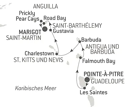 Reiseroute - Geschichte und Kultur auf den karibischen Inseln