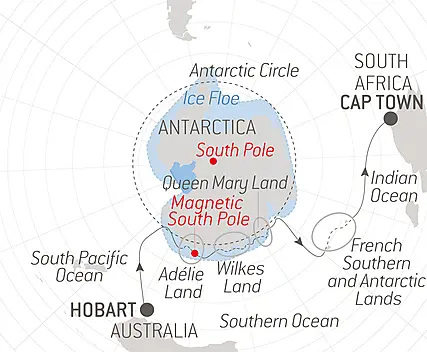 Your itinerary - Unexplored East Antarctica & French Southern Lands