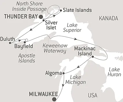 Reiseroute - Expedition pur auf dem Lake Superior