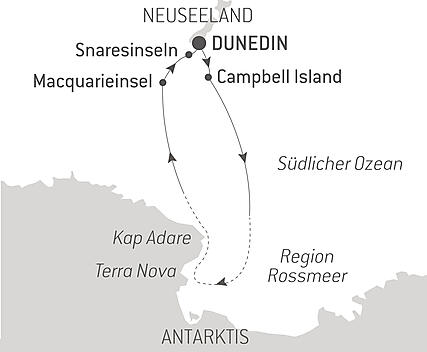 Reiseroute - Expedition Rossmeer - auf Scotts & Shackletons Spuren