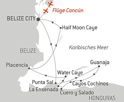 Reiseroute - Naturschutzgebiete und Begegnungen in der Karibik