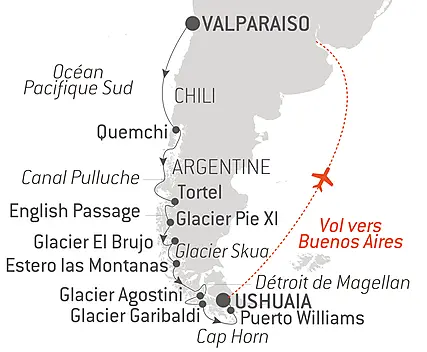 Découvrez votre itinéraire - L’essentiel des fjords chiliens