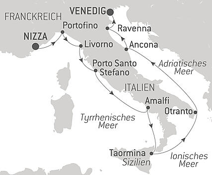 Reiseroute - Juwelen der italienischen Küste