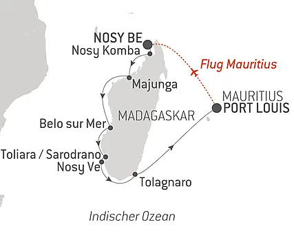 Reiseroute - Unbekanntes Madagaskar