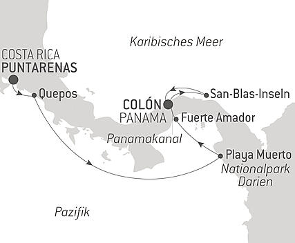 Reiseroute - Panama und Costa Rica auf dem Seeweg: Die Naturwunder Mittelamerikas – mit Smithsonian Journeys