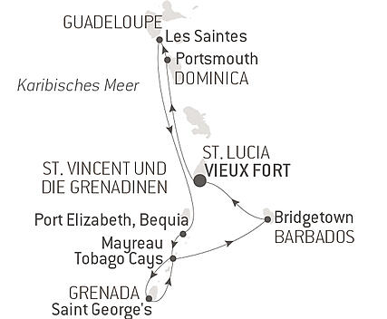 Reiseroute - Kreuzfahrt zu den Inseln über dem Winde in der Karibik – mit Smithsonian Journeys