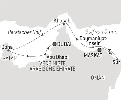 Reiseroute - Schätze des Persischen Golfs
