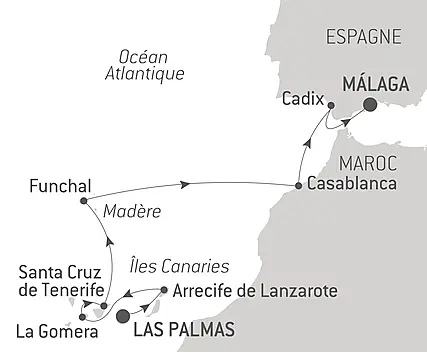 Découvrez votre itinéraire - Croisière de la fidélité - Canaries, Madère et Andalousie