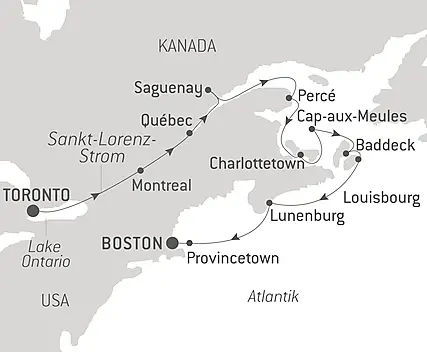 Reiseroute - Herbstlaub auf dem Sankt-Lorenz-Strom: Von Québec zu den kanadischen Seeprovinzen – mit Smithsonian Journeys