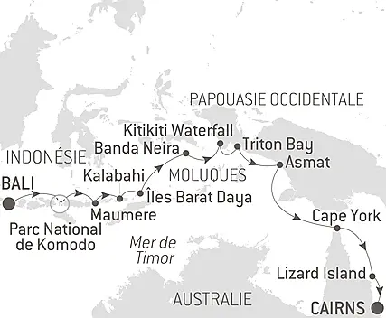 Découvrez votre itinéraire - Odyssée tropicale entre Indonésie et nord-est Australien