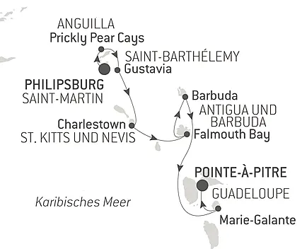 Reiseroute - Geschichte und Kultur auf den karibischen Inseln