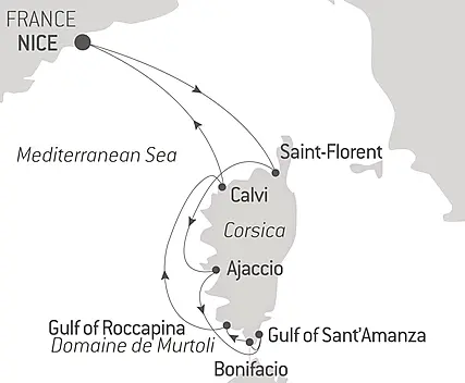 Corsican shores, under Sail Aboard Le Ponant