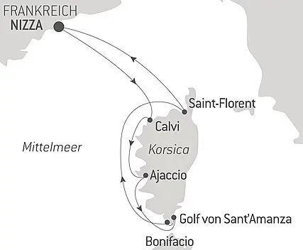 Korsikas Küsten unter den Segeln der Le Ponant