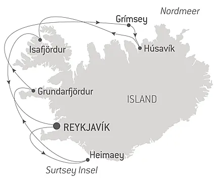 Reiseroute - Islands Mosaiklandschaften