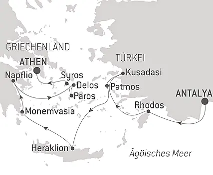 Reiseroute - Antike Pracht der Ägäis