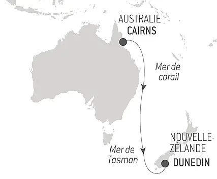 Découvrez votre itinéraire - Voyage en Mer : Cairns - Dunedin