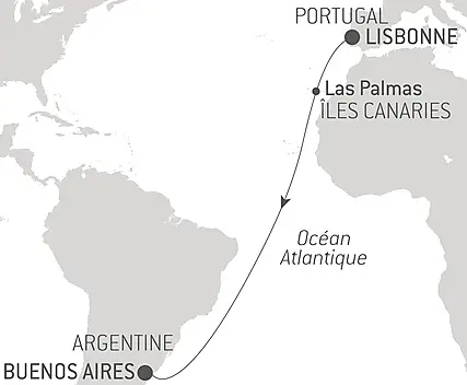 Découvrez votre itinéraire - Voyage en Mer : Lisbonne - Buenos Aires