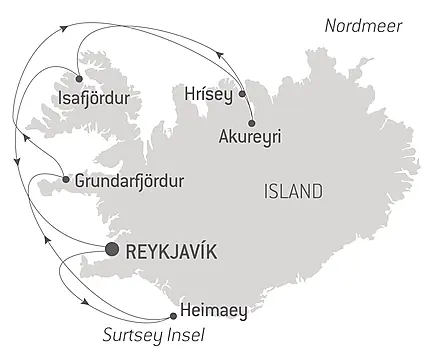 Reiseroute - Islands Mosaiklandschaften