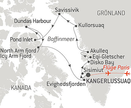 Reiseroute - Geheimnisse des Baffinmeers