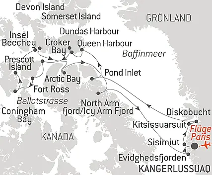 Reiseroute - Im Herzen der Nordwest-Passage