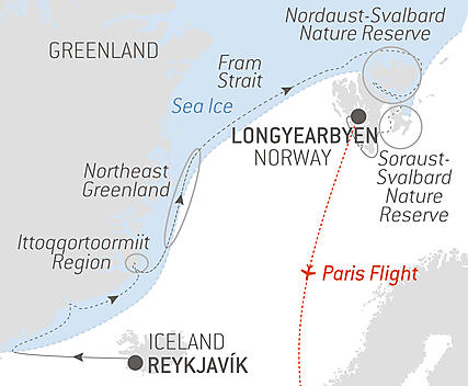 Your itinerary - In the ice of the Arctic, from Greenland to Svalbard