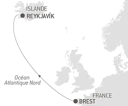 Découvrez votre itinéraire - Voyage en mer : Brest-Reykjavik