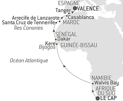 Découvrez votre itinéraire - Voyage en Mer : Le Cap - Valence