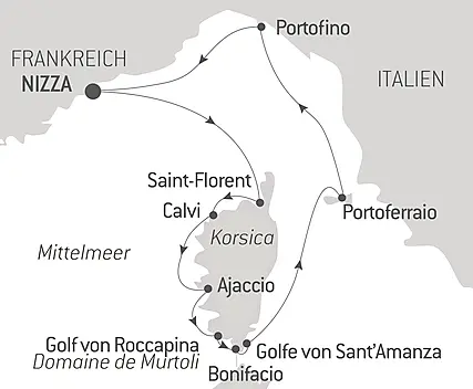 Reiseroute - Rund um Korsika