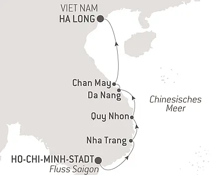 Reiseroute - Küsten Vietnams
