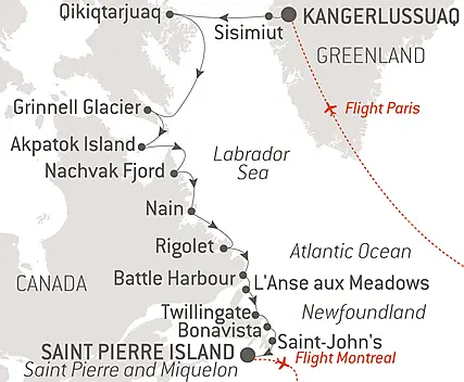 Your itinerary - Wilderness from Greenland to the East Coast of Canada