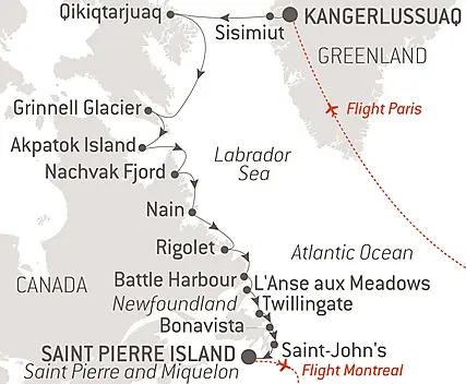 Your itinerary - Wilderness from Greenland to the East Coast of Canada