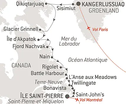 Des côtes sauvages du Groenland à la côte est du Canada