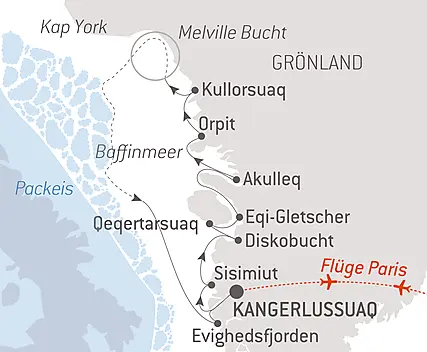 Reiseroute - Geheimnisse des Baffinmeers