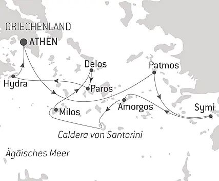 Reiseroute - Im Herzen der griechischen Inseln 