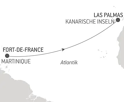 Reiseroute - Ozean-Kreuzfahrt : Fort de France - Las Palmas