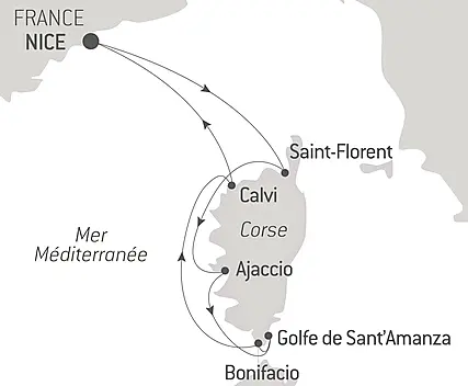 Découvrez votre itinéraire - Rivages corses sous les voiles du Ponant