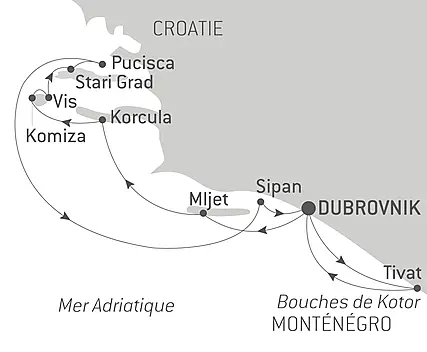 Découvrez votre itinéraire - La Croatie, sous les voiles du Ponant