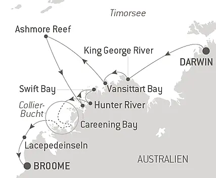 Reiseroute - Unentdeckte Schätze Australiens