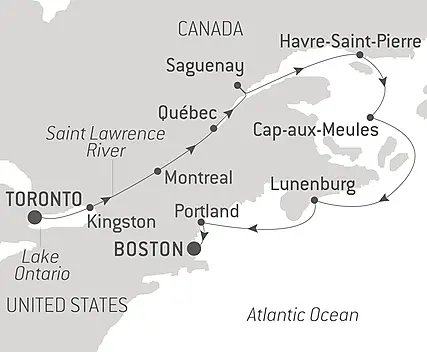 Your itinerary - From Canada to the American East Coast