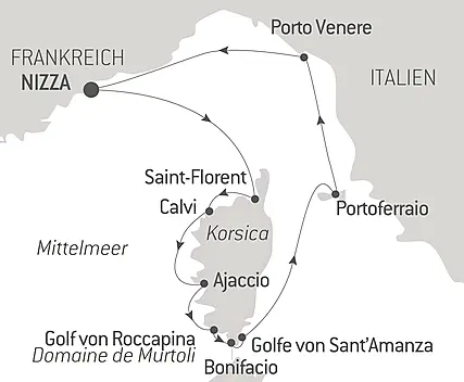 Reiseroute - Rund um Korsika