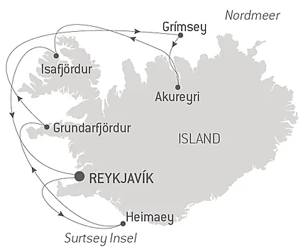 Reiseroute - Reise nach Island: Land von Feuer und Eis – mit Smithsonian Journeys