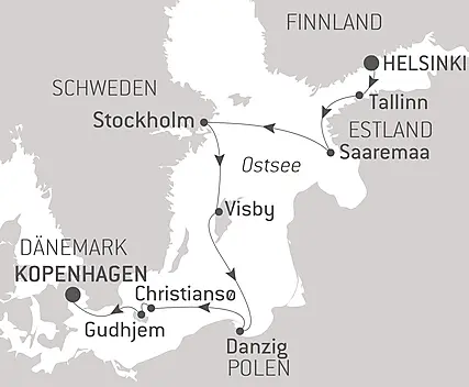 Reiseroute - Hauptstädte und berühmte Städte der Ostsee