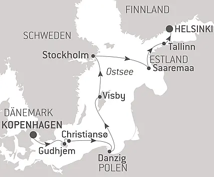 Reiseroute - Hauptstädte und berühmte Städte der Ostsee