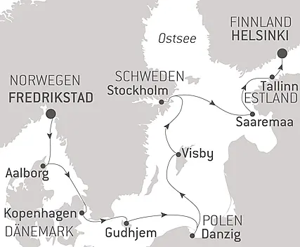 Reiseroute - Inseln und Städte, von der Nordsee bis zur Ostsee