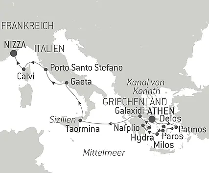 Reiseroute - Auszeit im Mittelmeer