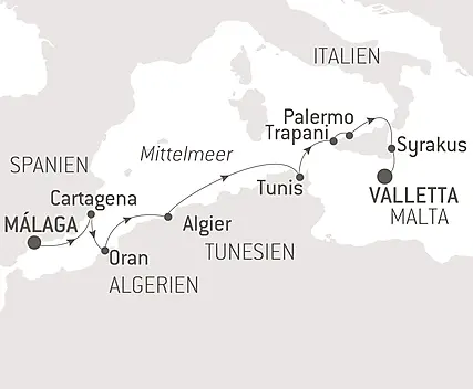 Reiseroute - Winterliche Milde im Mittelmeer